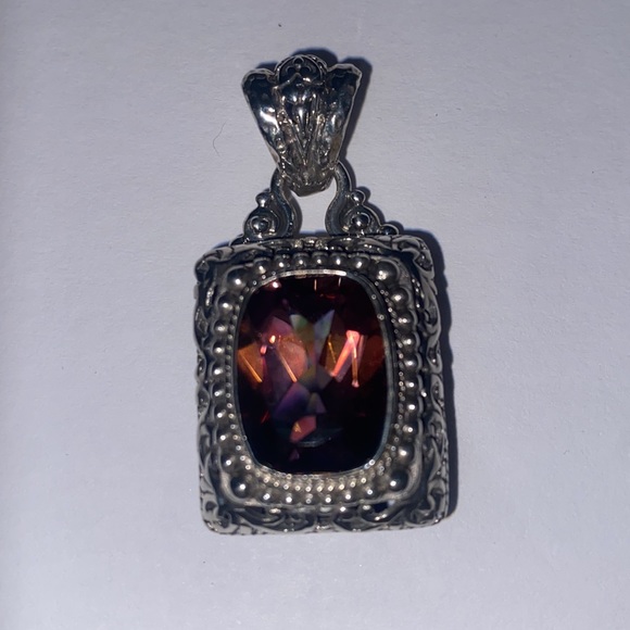 Sarda Sterling Silver Mystic Fire Topaz Pendant - Picture 2 of 6